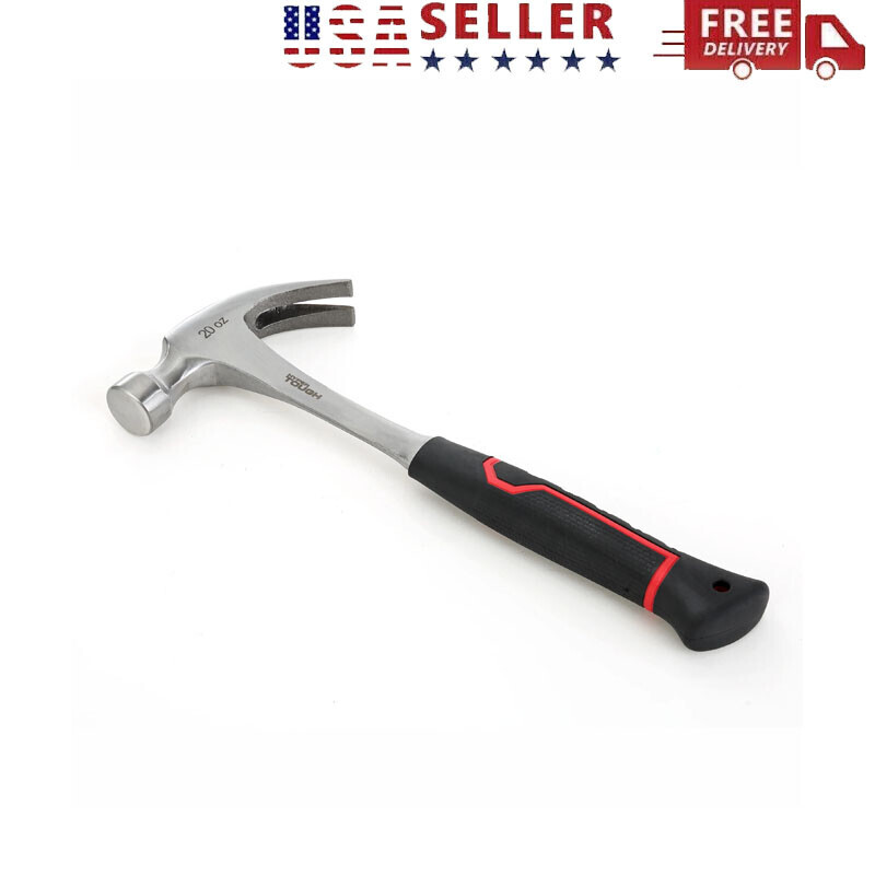 20oz Steel Claw Hammer with Comfort Grip & Shock Absorption