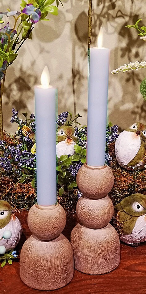 6 Inch Blue (2 Pack ) Moving Flame Battery Operated Taper Candle - Remote Includ