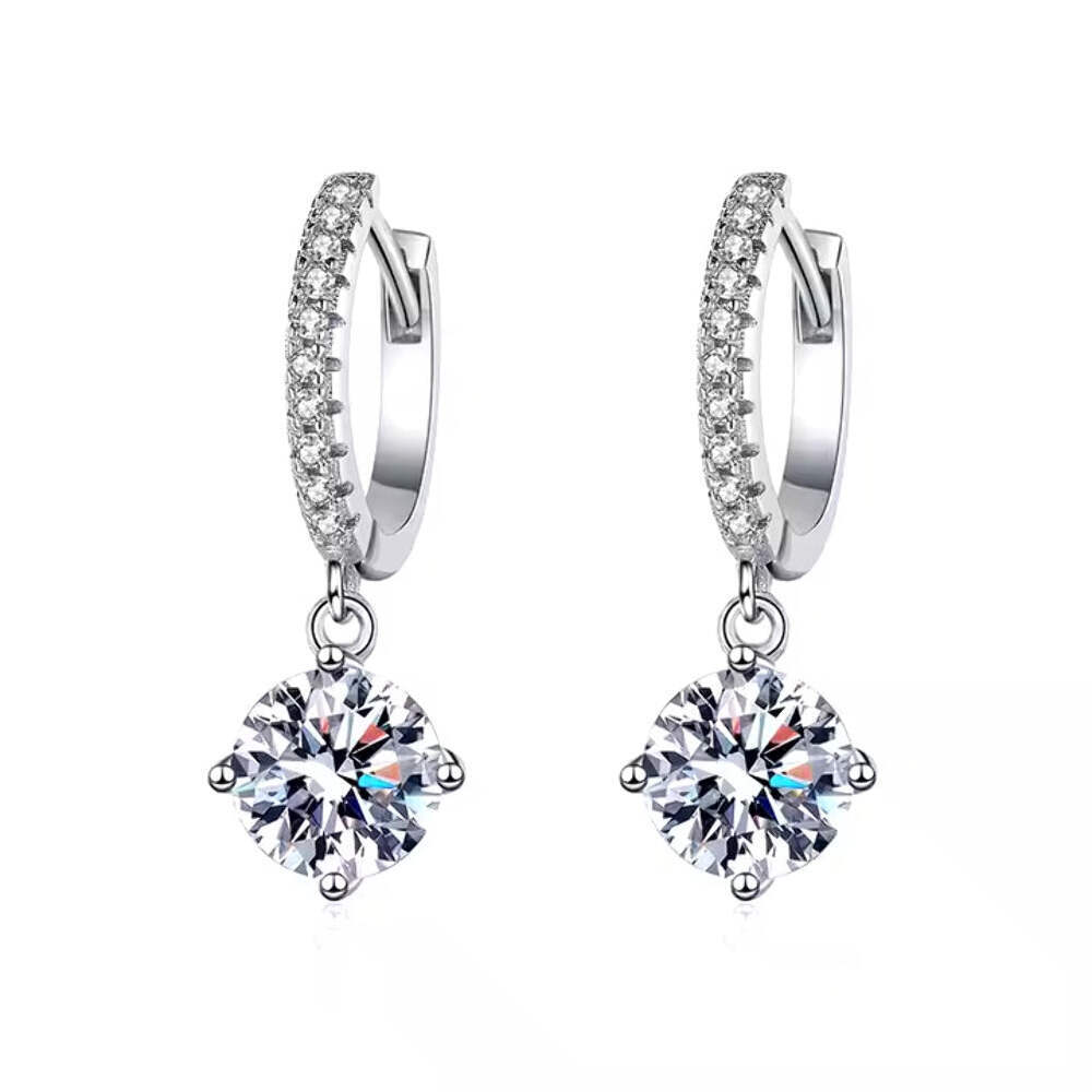 1 Carat Moissanite Hoop Earrings in 925 Sterling Silver – P&M Essentials+ Brilliant Cut