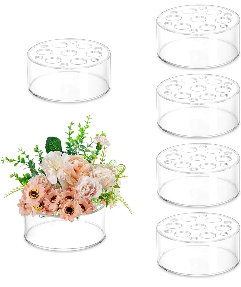 Lot Of 6 Acrylic Flower Vases for Centerpieces Round – 6” Clear Floral Vase