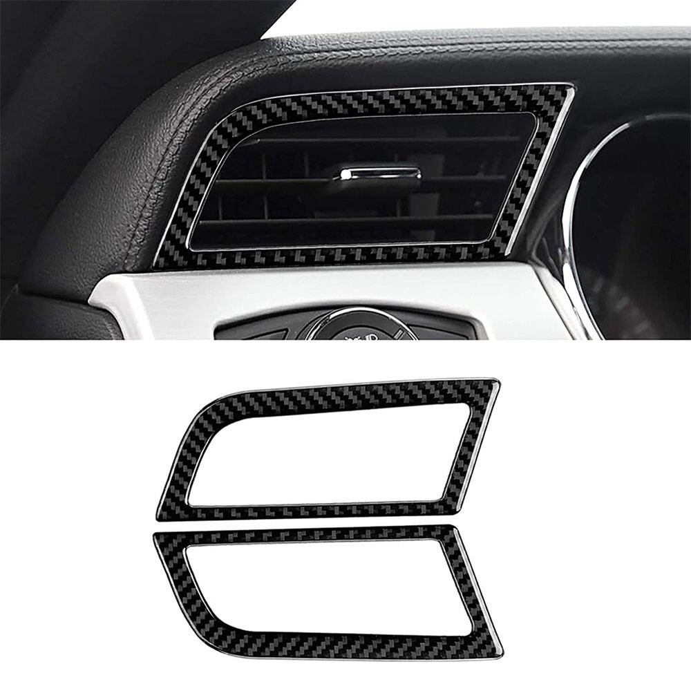 2Pcs Carbon Fiber Interior Side Air Vent Outlet Cover Trim For Ford Mustang