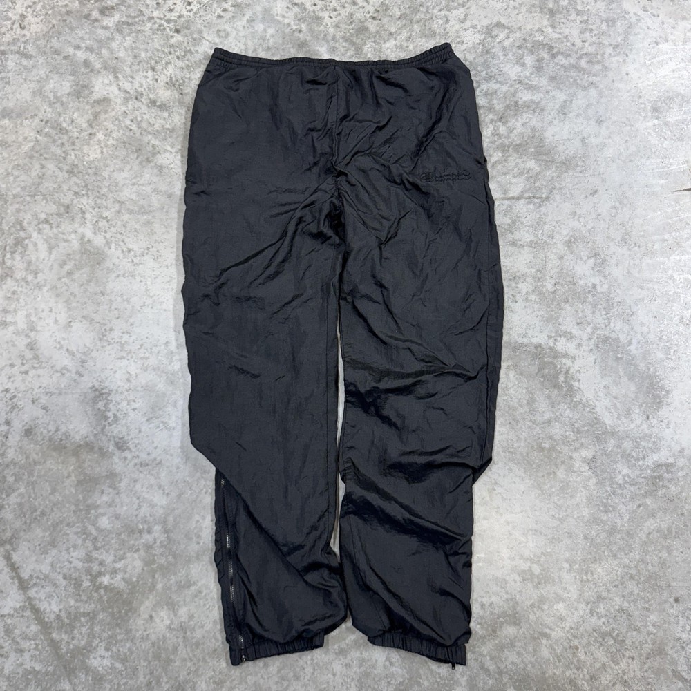 Champion Pants Mens Large Black Track Windbreaker Nylon Athletic Joggers
