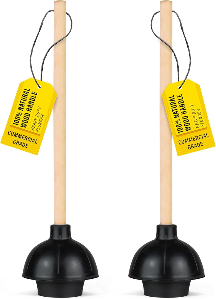 Heavy Duty Toilet Plunger, Commercial Grade Double Thrust Force Rubber Cup with