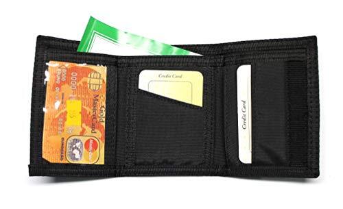 Slim Black Nylon Trifold Credit Card Wallet with RFID Protection