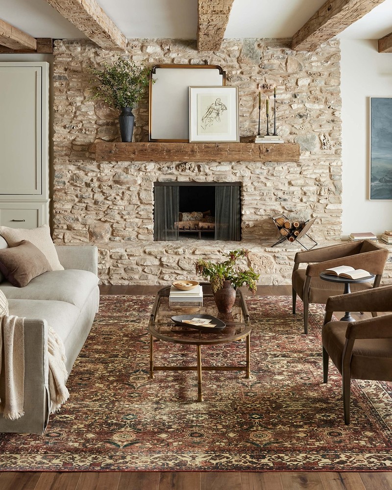 Loloi Joanna Gaines Magnolia Home Banks Collection BAN-04 Brick Ivory 2.6x8 Rug