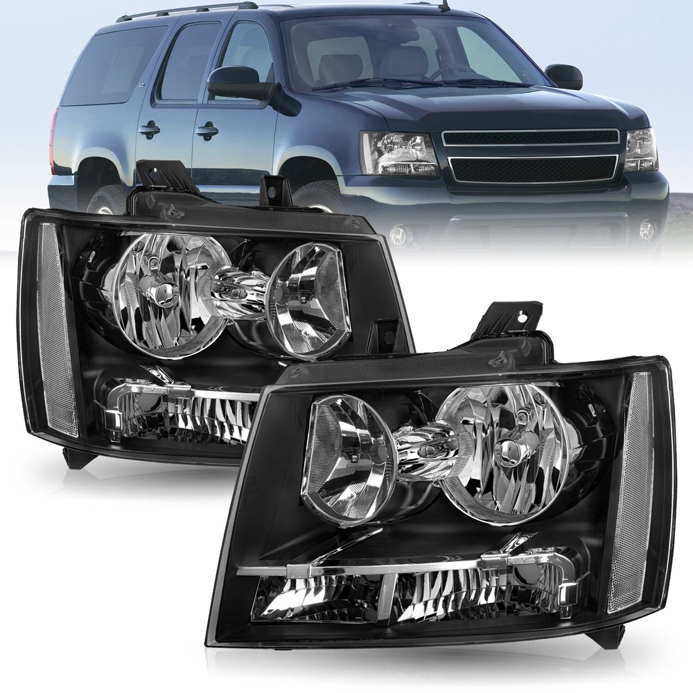 Used Black Headlights for 2007-2014 Chevy Avalanche Suburban Tahoe