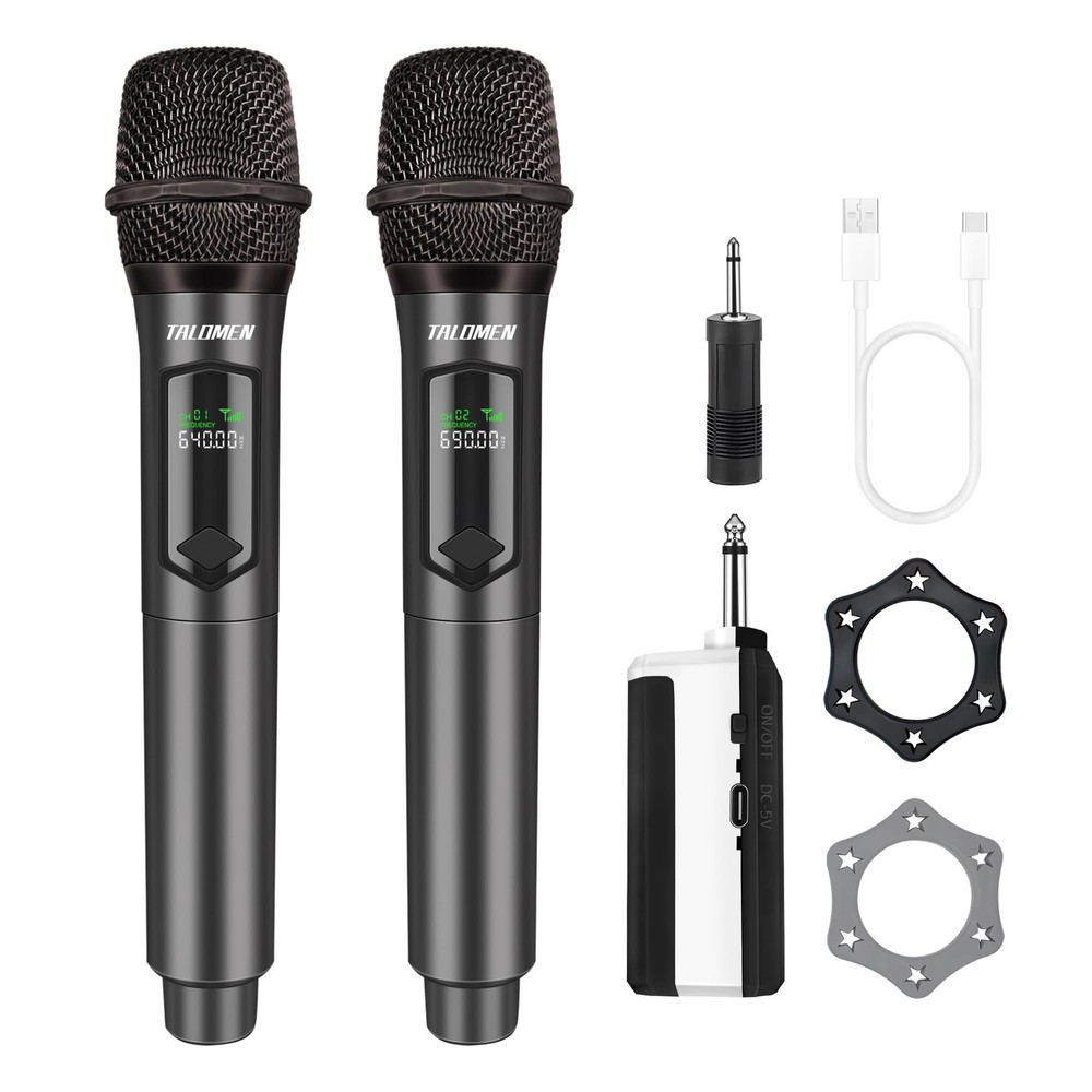 Professional Dual Wireless Handheld Microphone System with Dynamic Mics