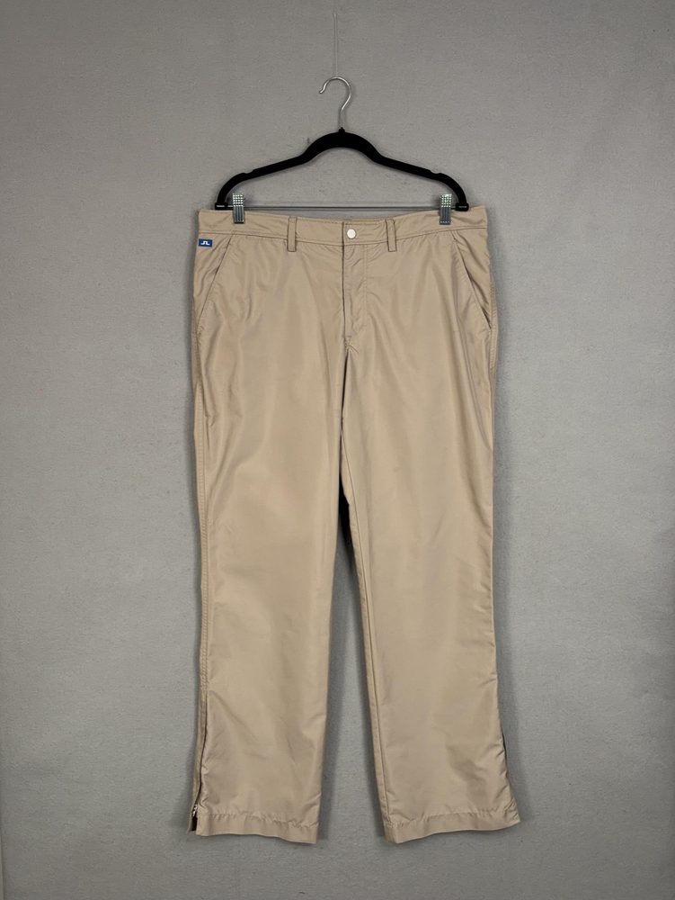 J Lindeberg Pants Mens 36x34 Beige Golf Rain Zip Leg Performance Outdoor Preppy