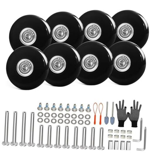 Luggage Suitcase Wheels Replacement Set 8PC Diameter 2in/50mm 50mm Wheels Black