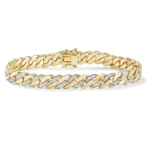 3Ct Round Cut Lab-Created Diam Women's Tennis Bracelet 14K Yellow Gold Plated 7