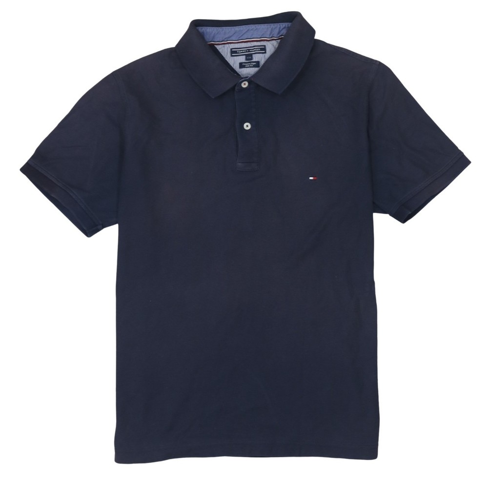 Tommy Hilfiger Mens Polo Shirt Navy Blue Pique Cotton Embroidered Flag Logo XXL