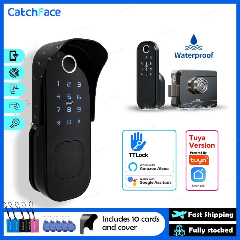 Fingerprint Smart Gate Lock Waterproof Keyless Entry Remote Control Automatic