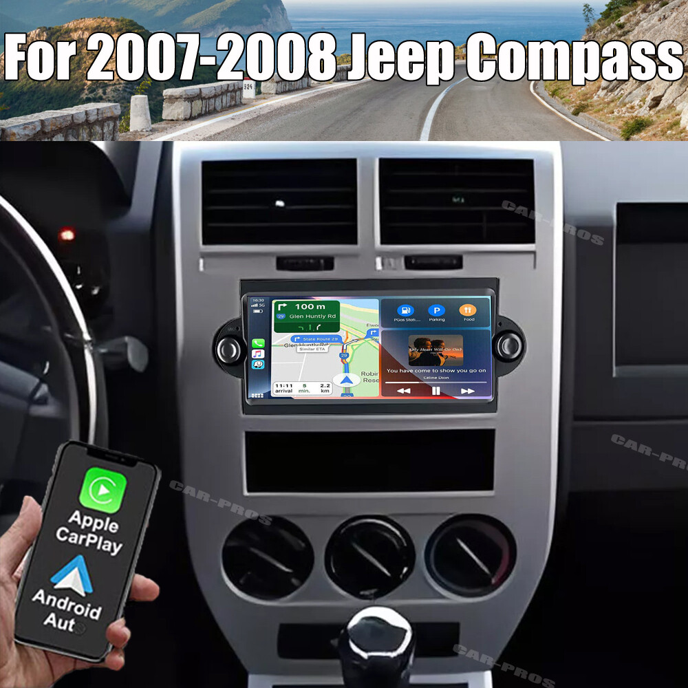 2007-2008 Jeep Compass Car Stereo with Apple CarPlay Android Auto GPS Navigation