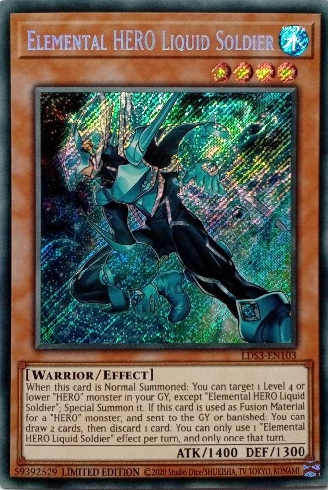 LDS3-EN103 Elemental Hero Liquid Soldier Secret Rare 1st Edition Yugioh Card