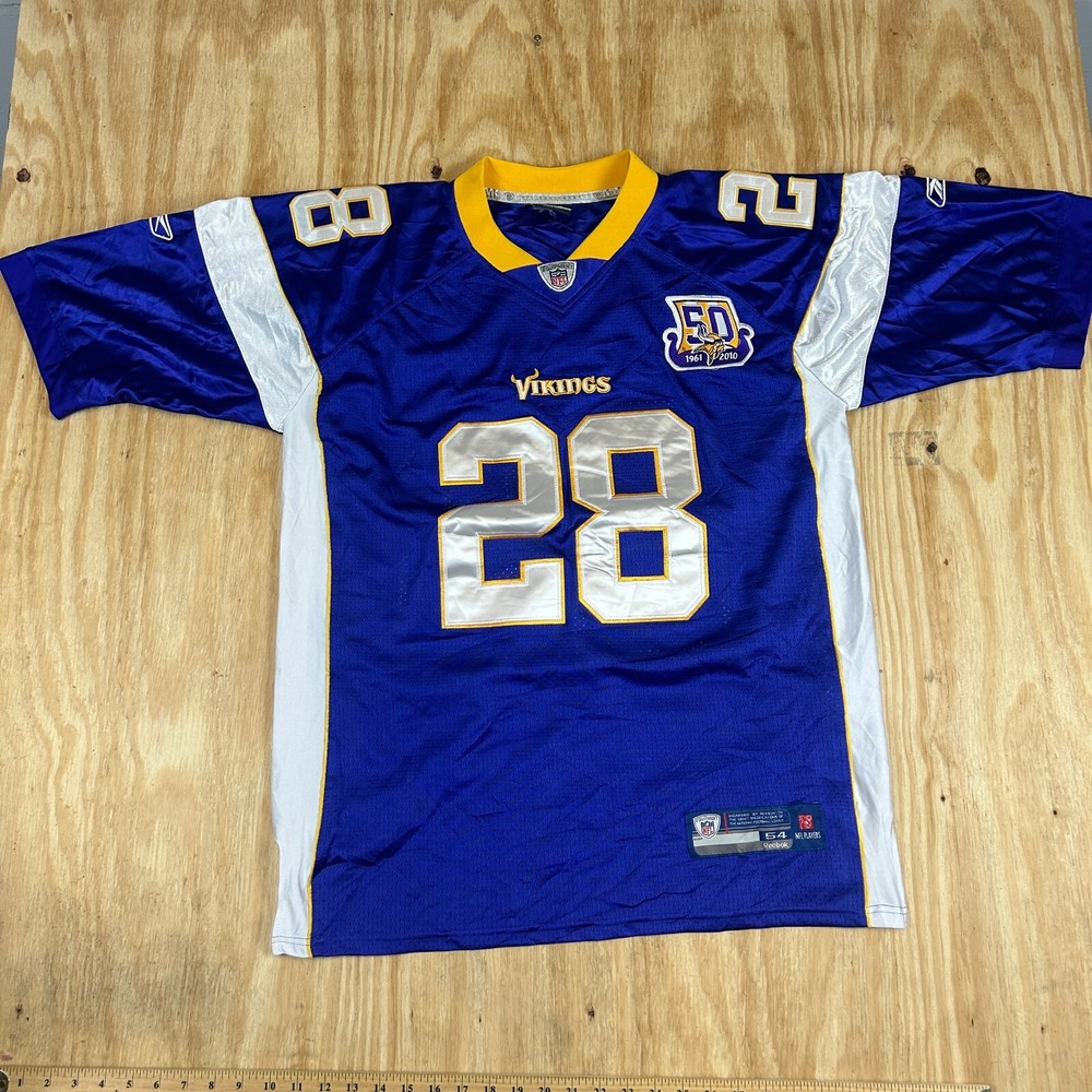 VTG Reebok Authentic NFL Minnesota Vikings #28 Apparel Jersey Mens 54 Violet Y2K