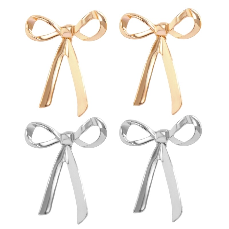 Fashion forward Gold/Silver Bowknot Earrings Sophisticated Ear Studs for Women