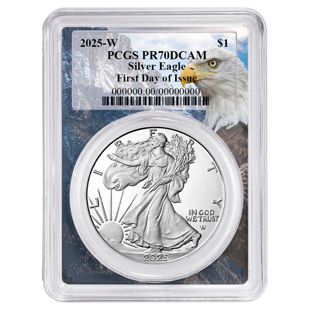 2025-W Proof $1 American Silver Eagle PCGS PR70DCAM FDOI Eagle Frame