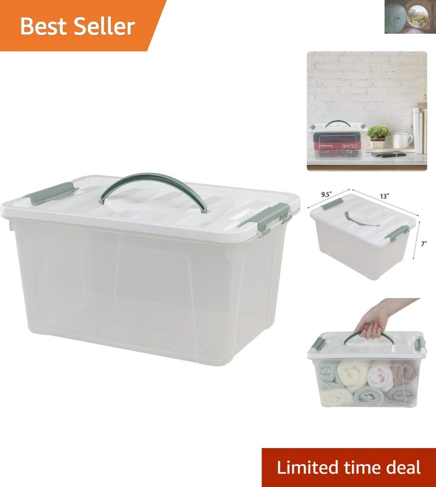 Durable 14 Quart Latching Storage Bin with Handles – Clear Organization Solution