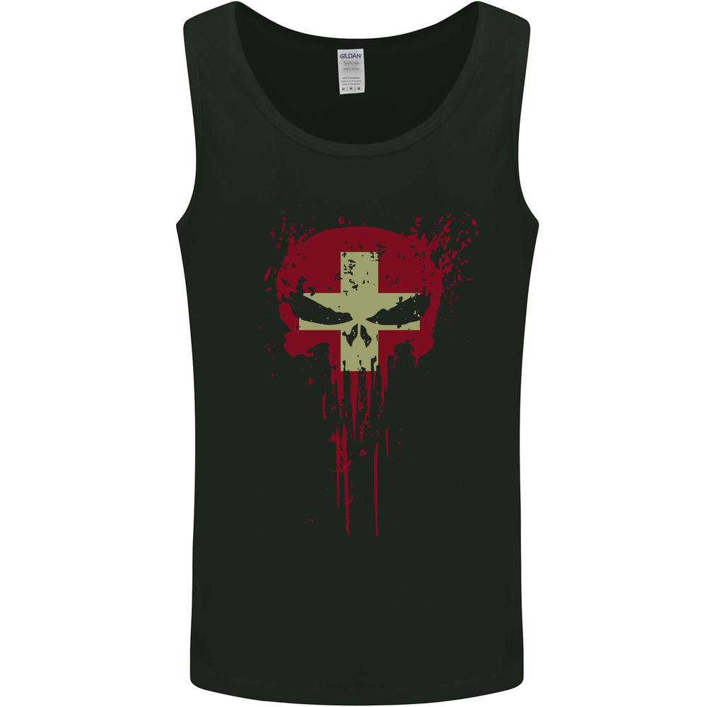 Swiss Skull Gym Training Bodybuilding Mens Vest Tank Top