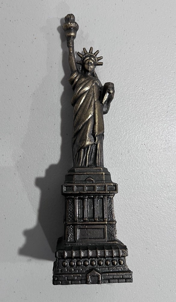 Vintage 1980s Statue of Liberty Pot Metal Figure 10 Inch Copper Brass Decor