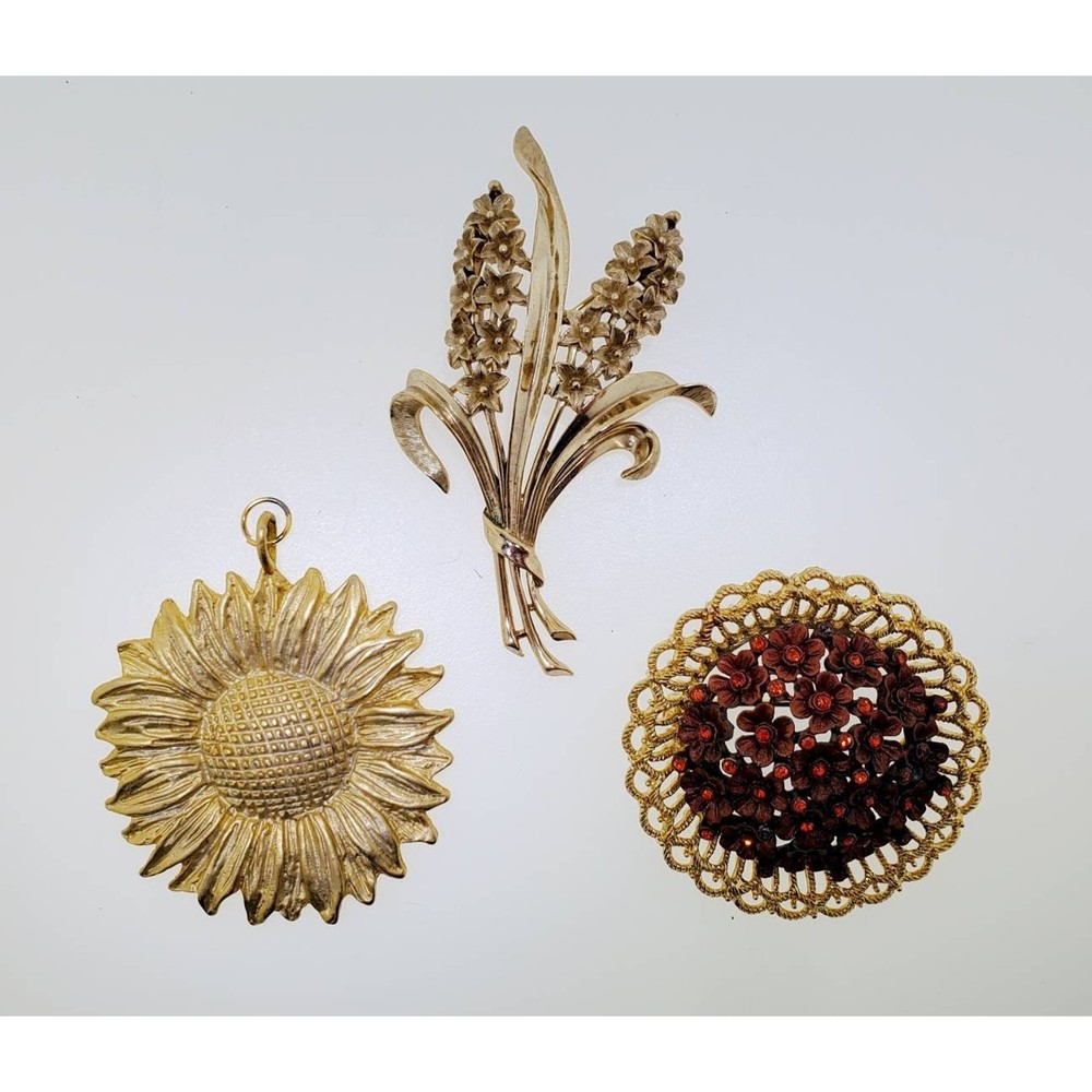 Vintage Floral Pendants for Jewelry Making and Craft Repurposing