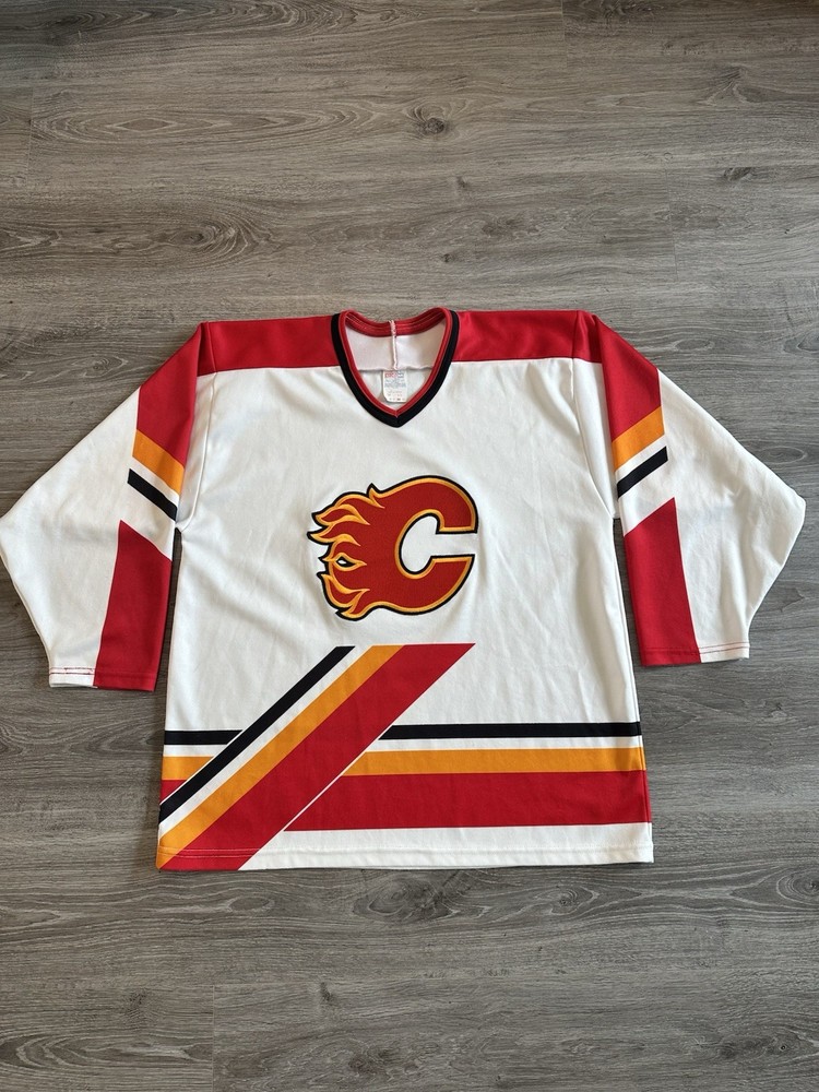Vintage CCM Calgary Flames Jersey Mens L Blank Red Black 90s Made in Canada NHL