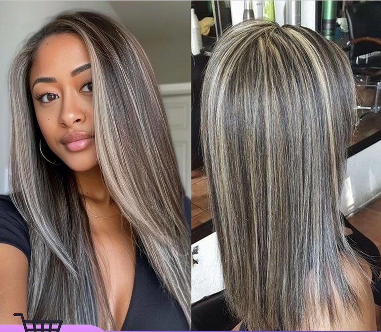 20Inch Highlight Straight Wig 13x4 Lace Front Wig 100% Human Hair Wig