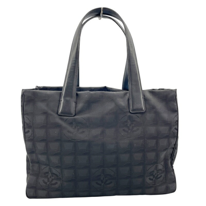 Chanel New Travel Line Nylon Tote Bag PM Black Gold Women Used