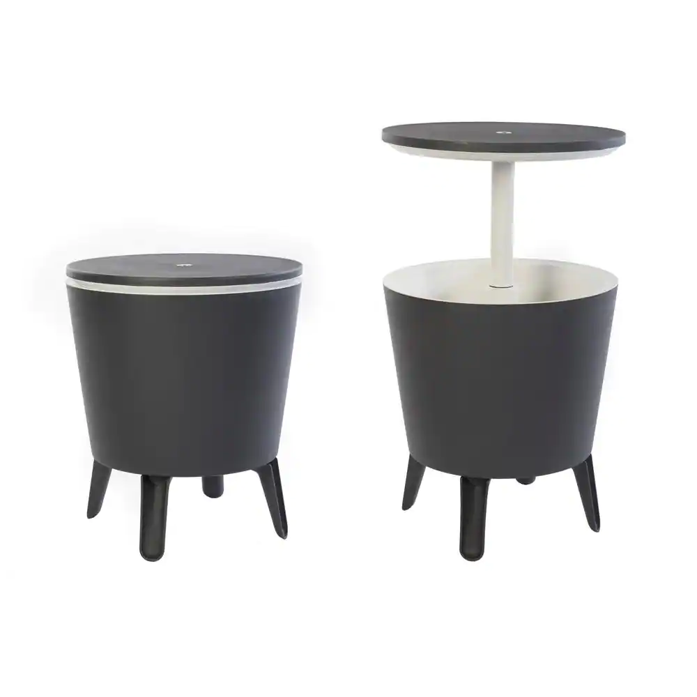 Cool Bar Gray Resin Outdoor Accent Table & Cooler in One Drink Storage Pool Side