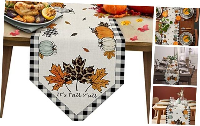 Table Runner 90 inches Long Thanksgiving Maple Leaves 13 x 90 inches Fall Maple