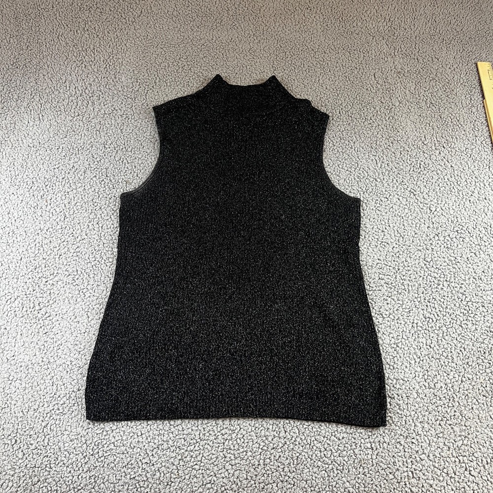 Dana Buchman womens extra large sweater shirt turtle sleeveless reflective black