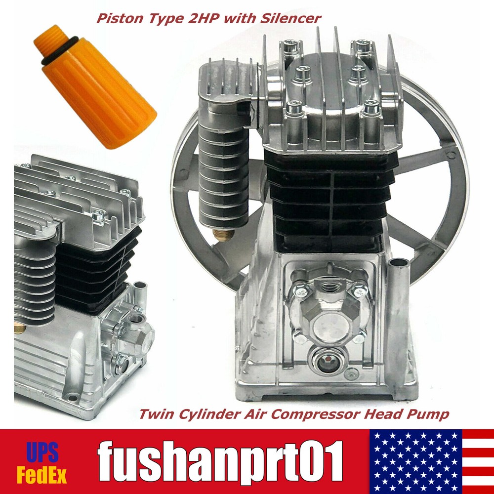 High-Performance Twin Cylinder Oil-Lubricated Aluminum Air Compressor Pump with Belt Drive and Silencer  