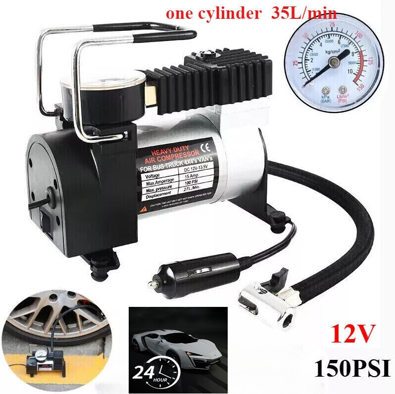 12V Portable Heavy Duty Air Compressor Car Tire Inflator Electric Pump Auto