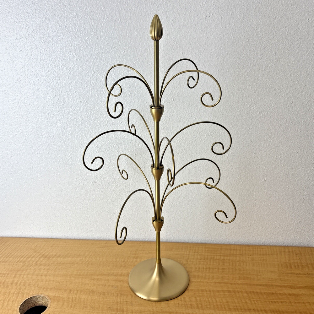Crate & Barrel Metal Christmas Tree Stand Gold Tone Color