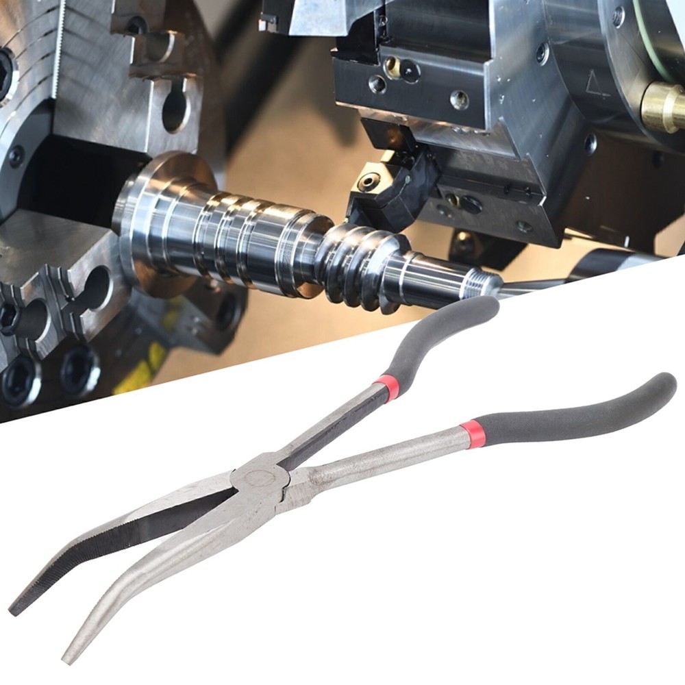 11in 45-Degree Curved Nose Steel Pliers with Extended Handle