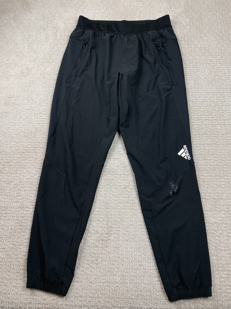 Adidas Joggers Mens Large Black Tapered Performance Stretch Running Gym Workout