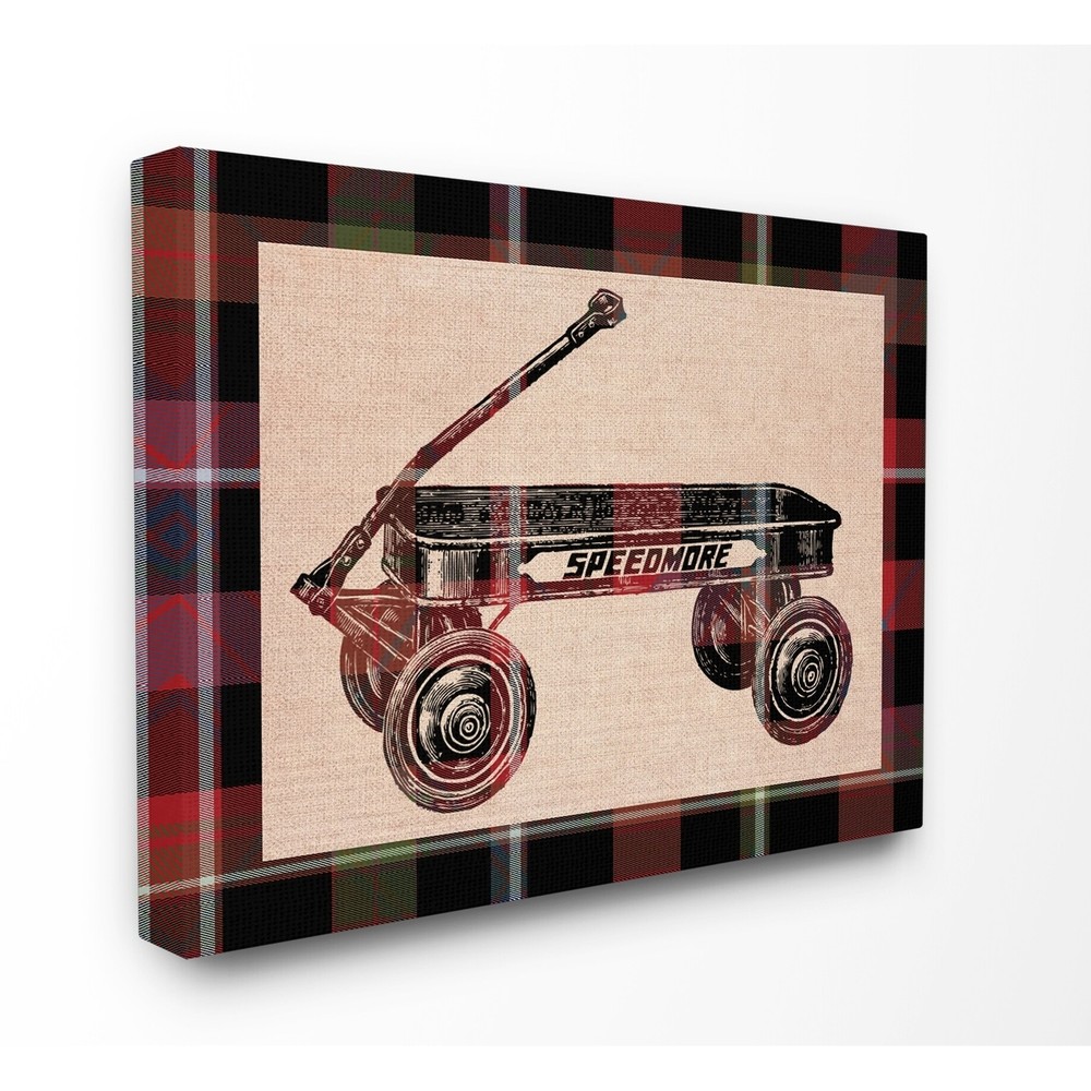 Stupell Radio Flyer Plaid Stretched Canvas Wall Art
