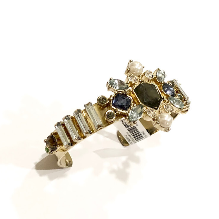 Banana Republic Womens Crystal Baguette Cuff Bracelet Midnight NWT Size 48