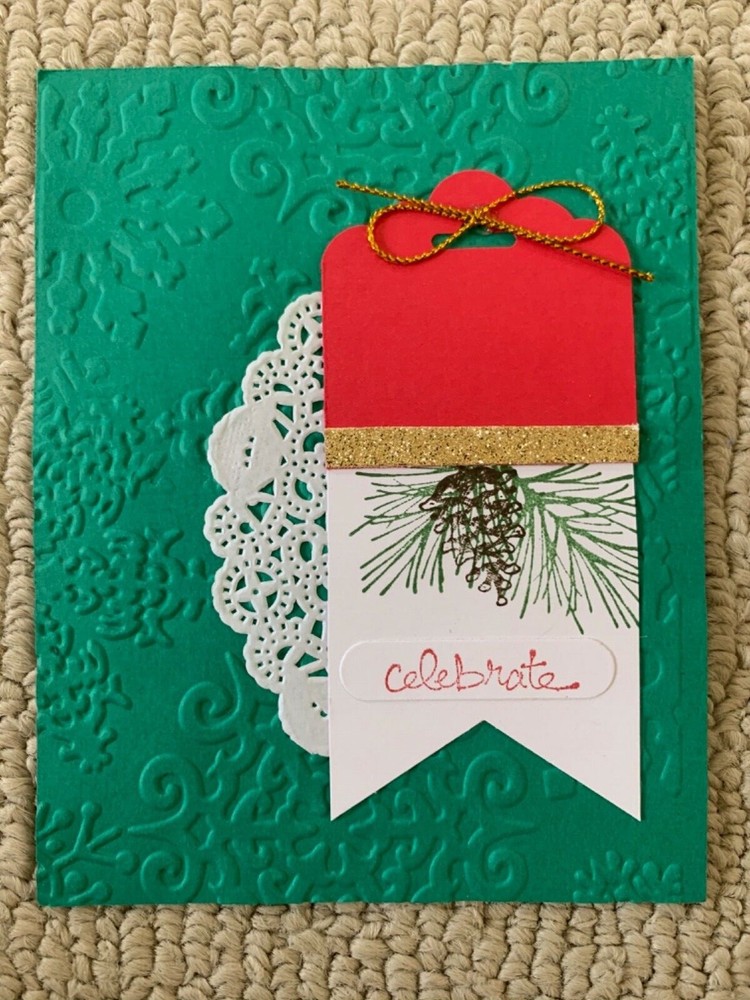 Christmas tag celebrate holiday card kit of 6 made w/ Stampin' Up!