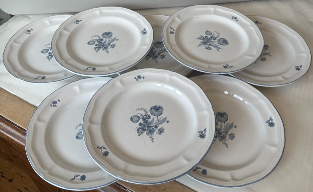 8 Stoneware Jardin Bleu Salad Plates 7.6