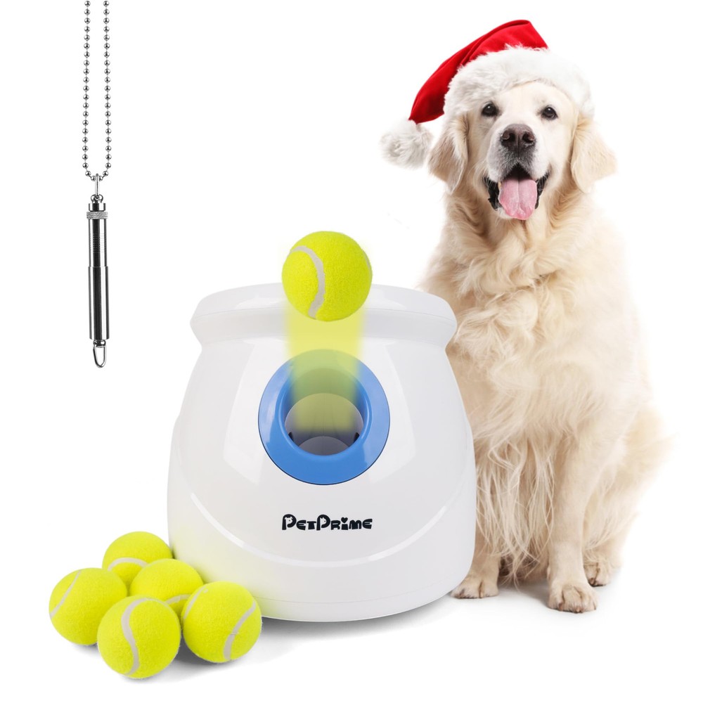 Lanzador automático de pelotas para perros grandes, con 6 pelotas de tenis (2,5