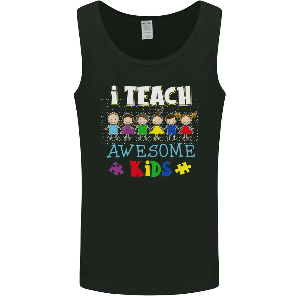 Autism Teacher I Teach Awesome Kid Autistic Mens Vest Tank Top