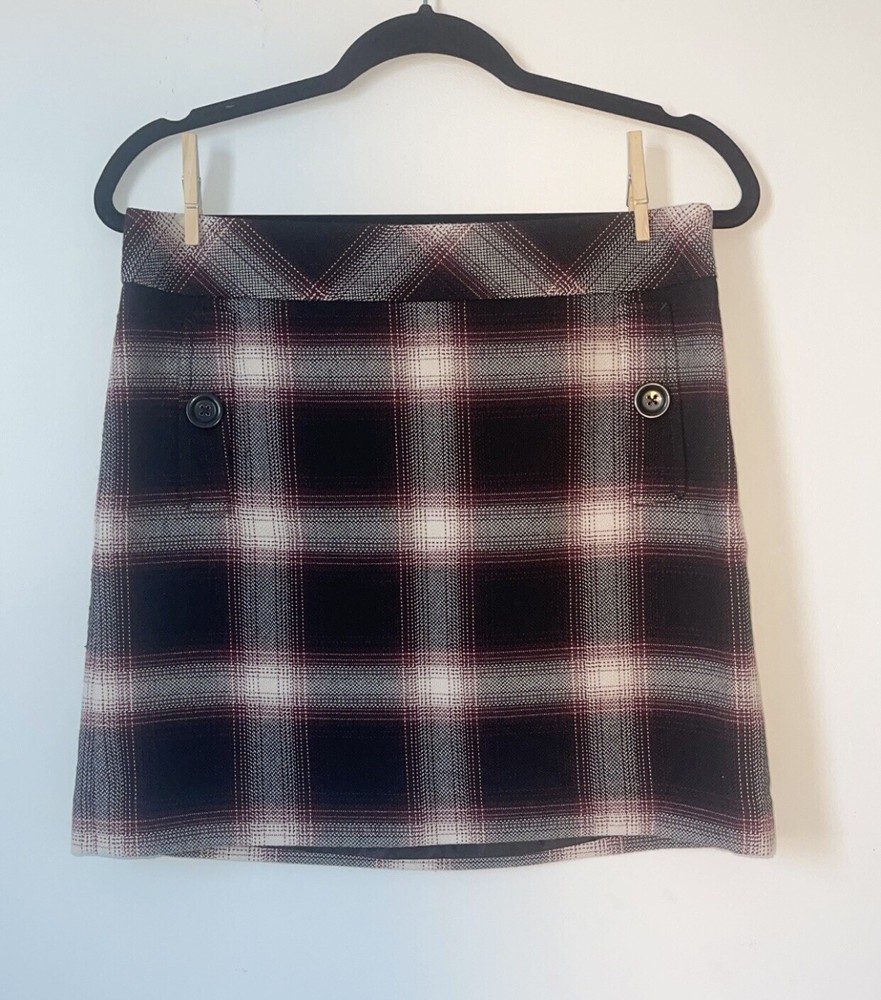 Women's Ann Taylor Loft Plaid Skirt Size 6P Petite in Purple & Black