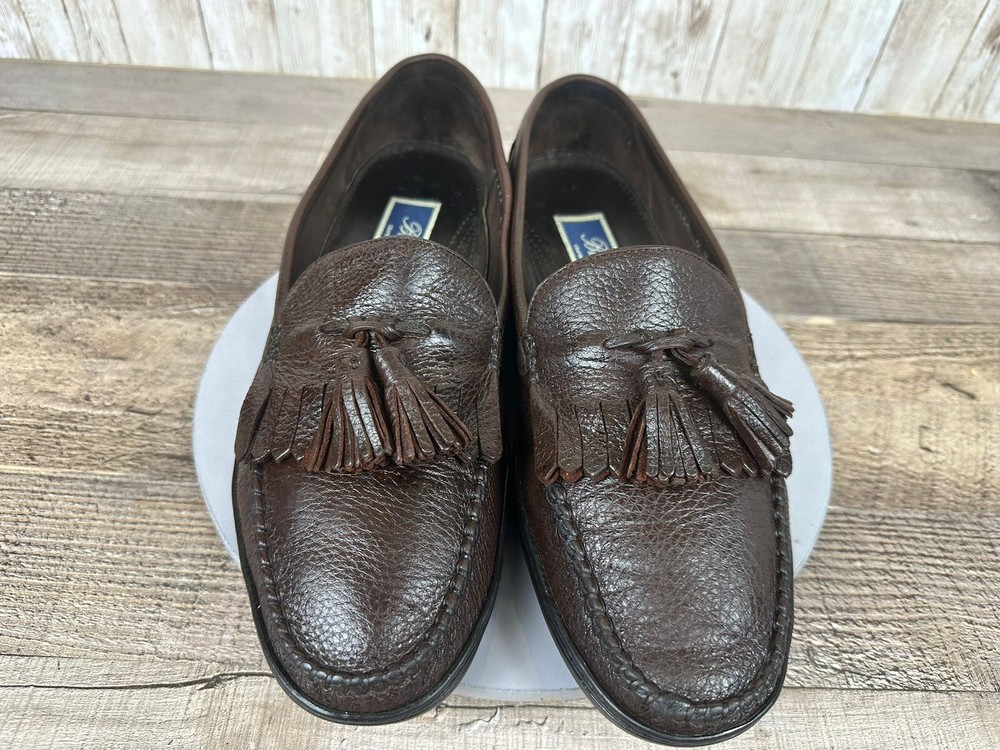 Bragano Mens Casual Shoes Brown Leather Loafers Tassel Made In Italy Size 9M