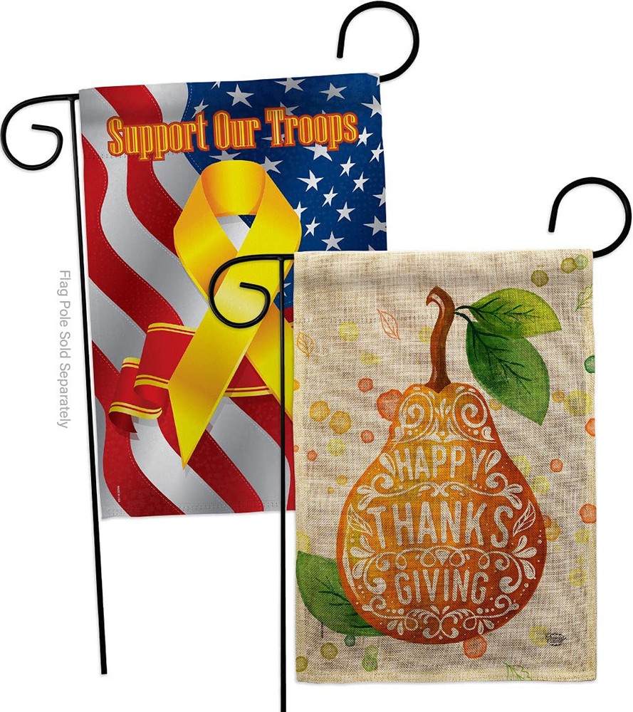 Happy Thanks Giving Burlap Garden Flag - Pack Fall Thanksgiving Turkey Give G...