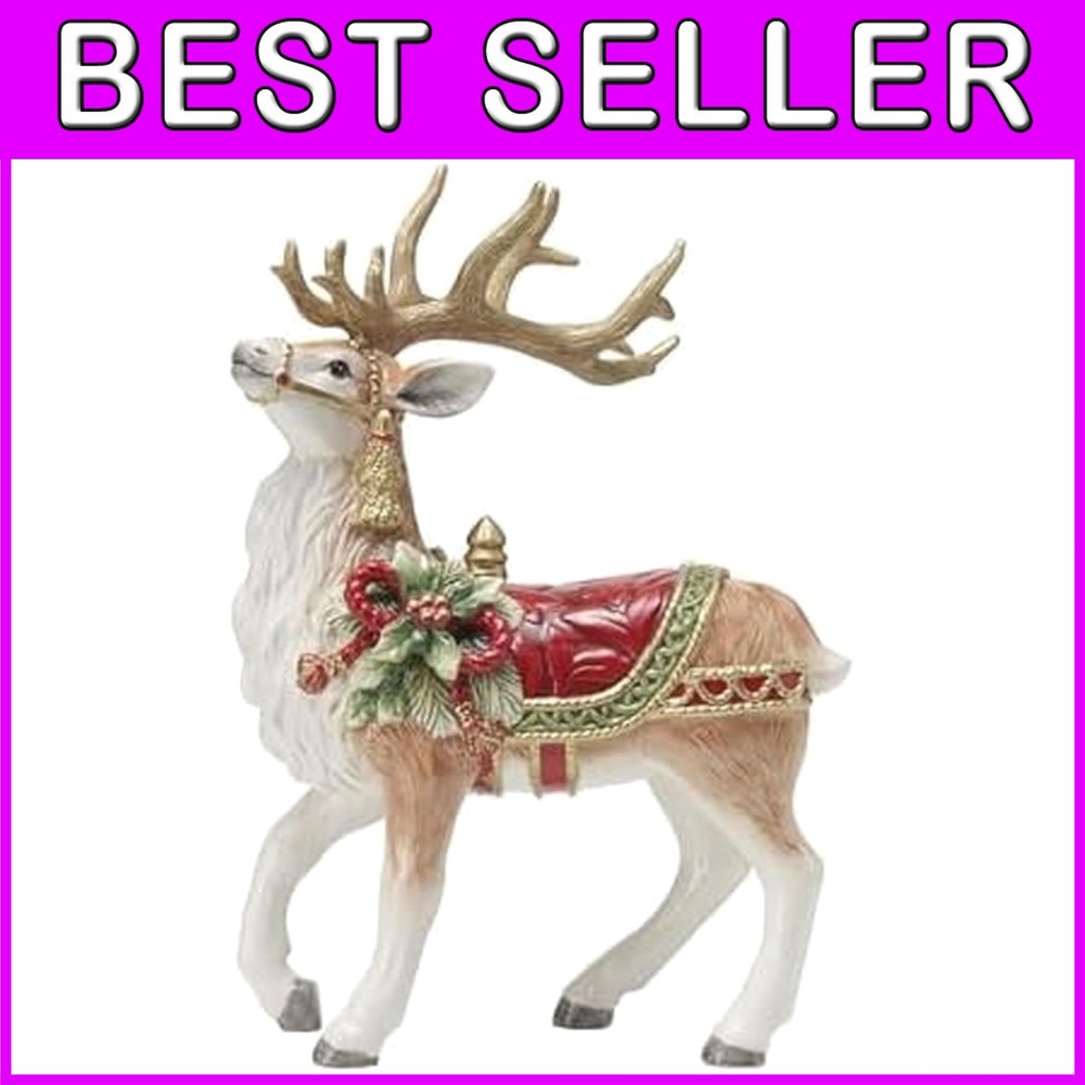 Festive Fitz and Floyd Holiday Deer Figurine
