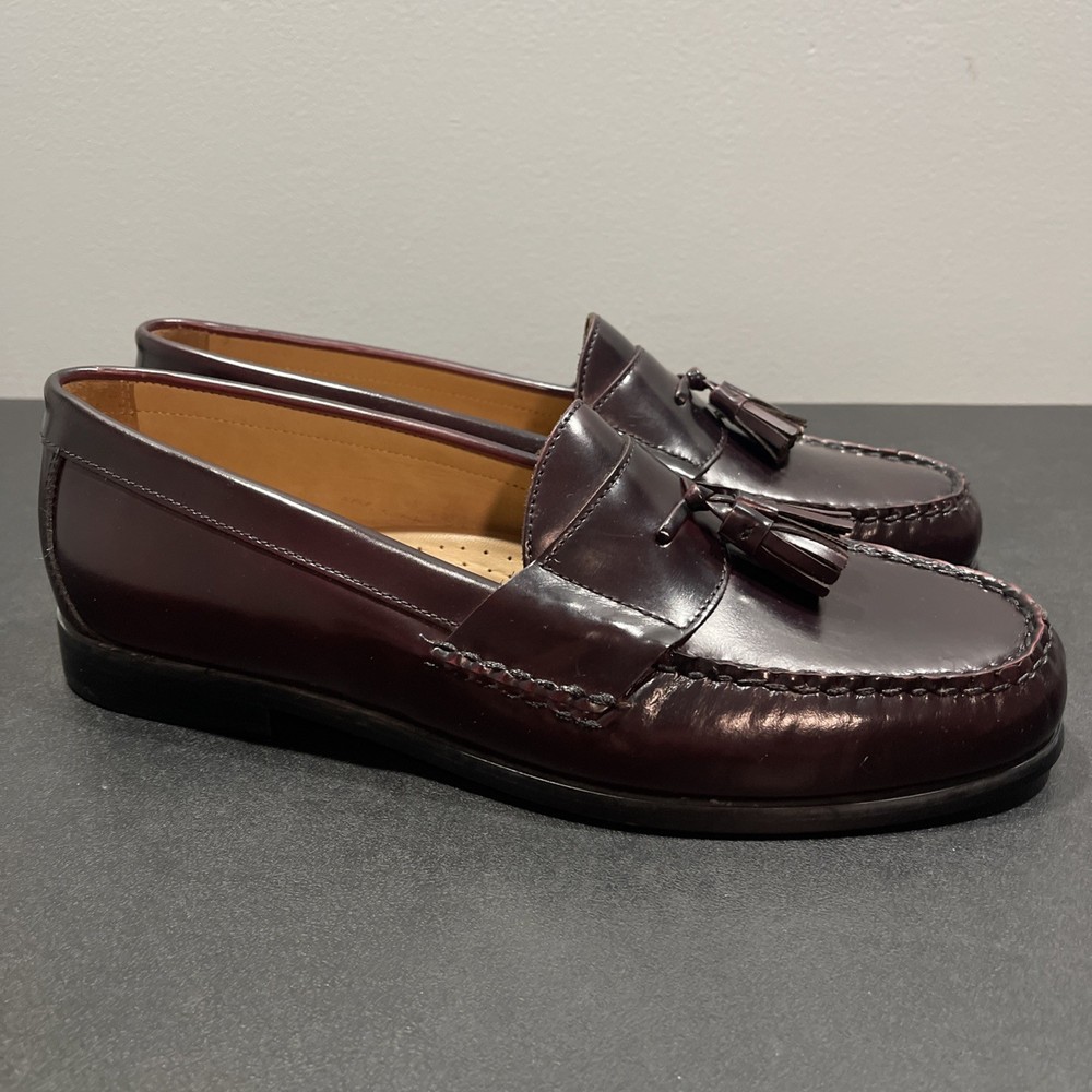 Johnston & Murphy Loafers Hayes Tassel Leather Sheepskin Mens 12 Burgundy Shoes