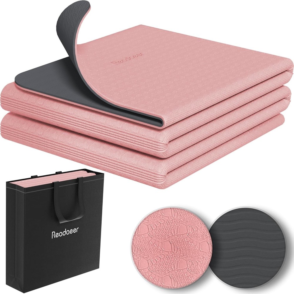 Foldable Travel Yoga Mat 6mm Thick with Carrying Bag Non-Slip Lightweight