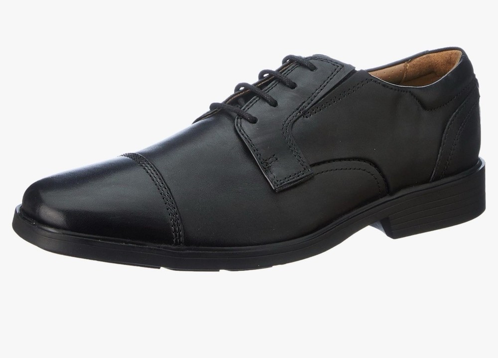 Clarks Collection Men's Black Leather Cap Toe Oxford Comfort Dress Shoes Size 10