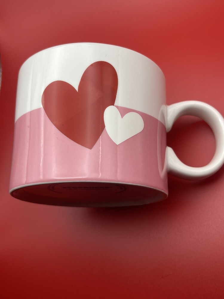 Starbucks-Pink & White -Red & White Hearts-12 Oz. Collector Mug - Free Ship